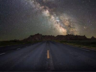 badlands sunset and night sky