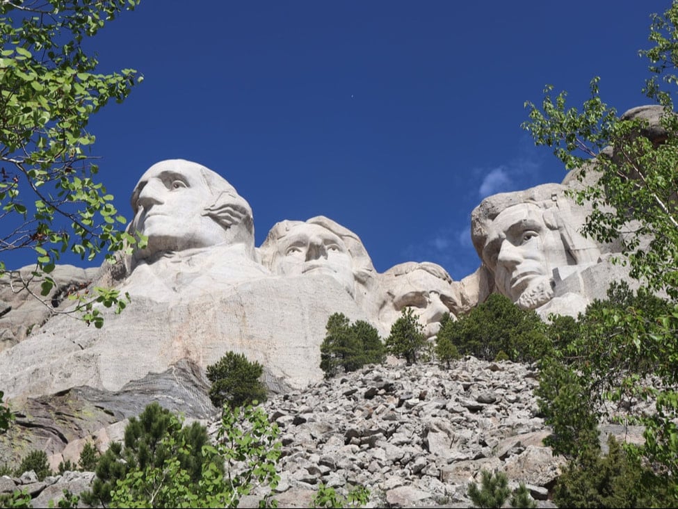view of mount rushmore national memorial from the presidential trail.