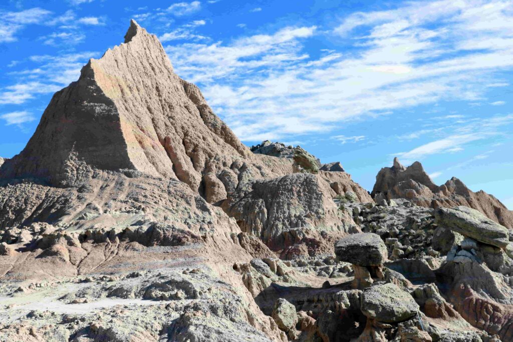 badlands weather with blue sky and some cloud mid day