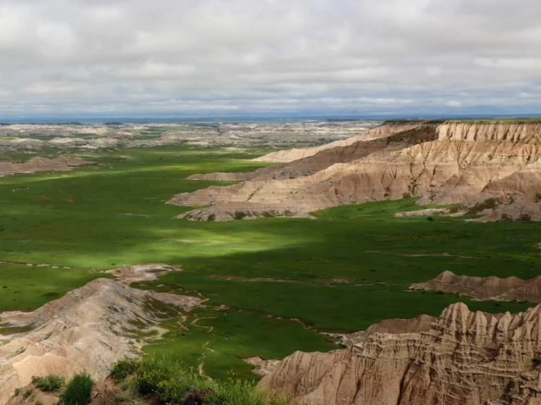 badlands green in springtime